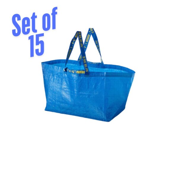 Set of 15 - IKEA Large Blue FRAKTA Tote Bag - Durable Multi-Purpose